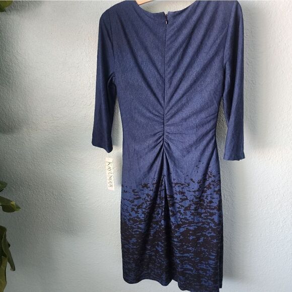 Kay Unger faux wrap ruched side and back midi dress - Picture 9 of 15